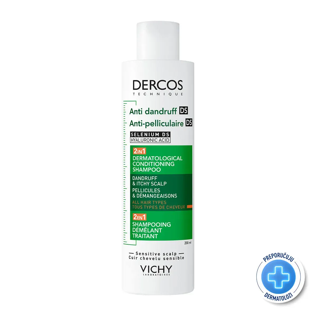 perut 2u1 200 Vichy, Dercos šampon protiv peruti 2u1, 200 ml - Image 1