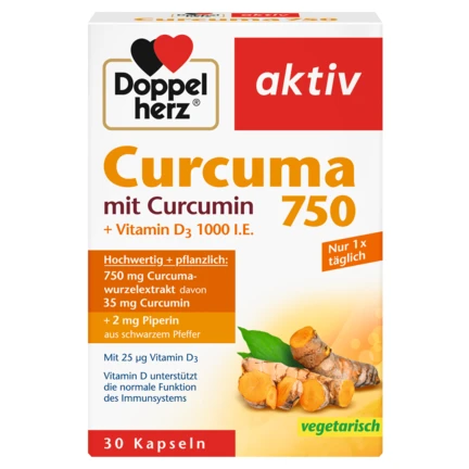 kurkuma Doppelherz I Aktiv Curcuma 750+Vit D 1000 IU - Image 1